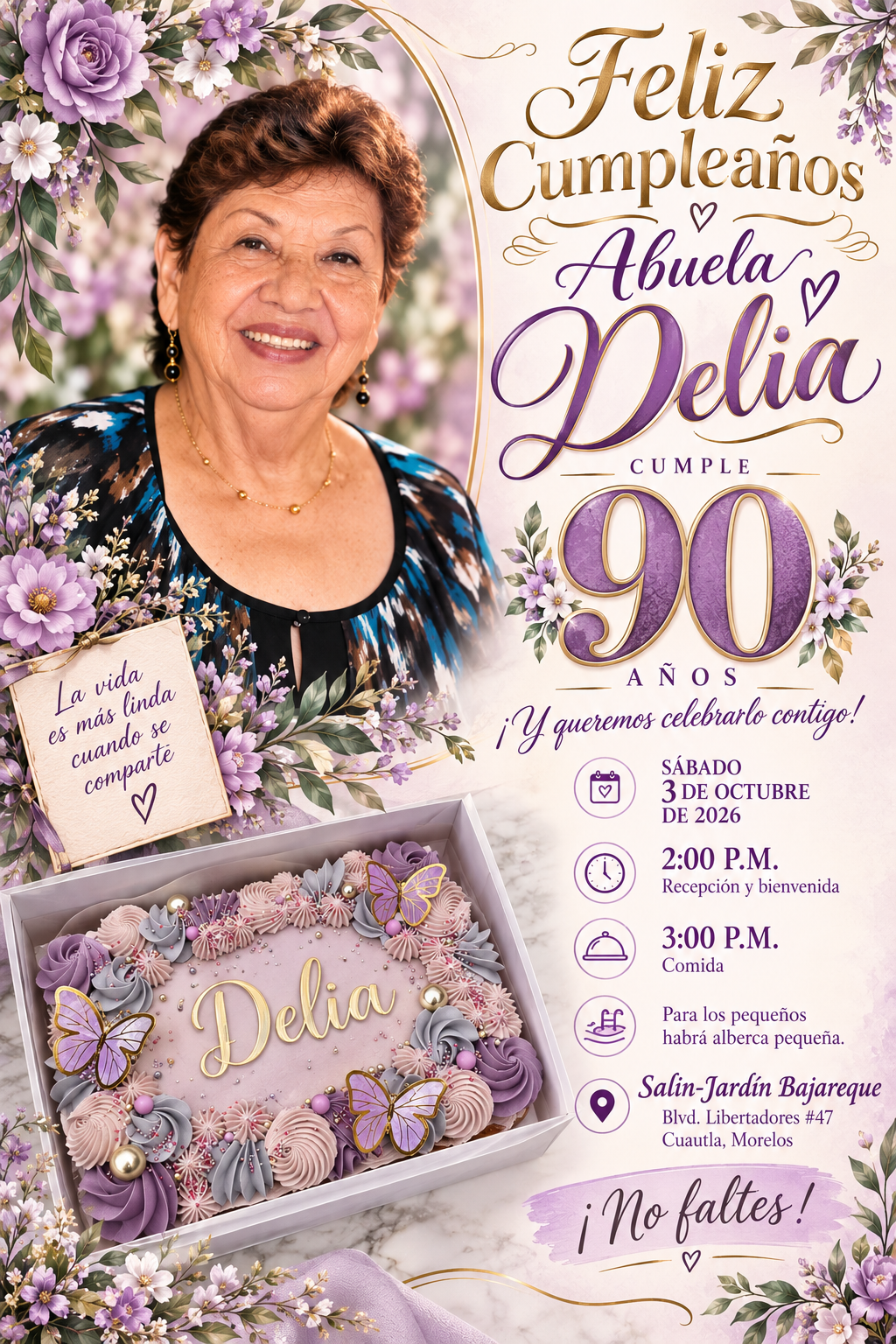 Invitación cumpleaños Abuela Delia